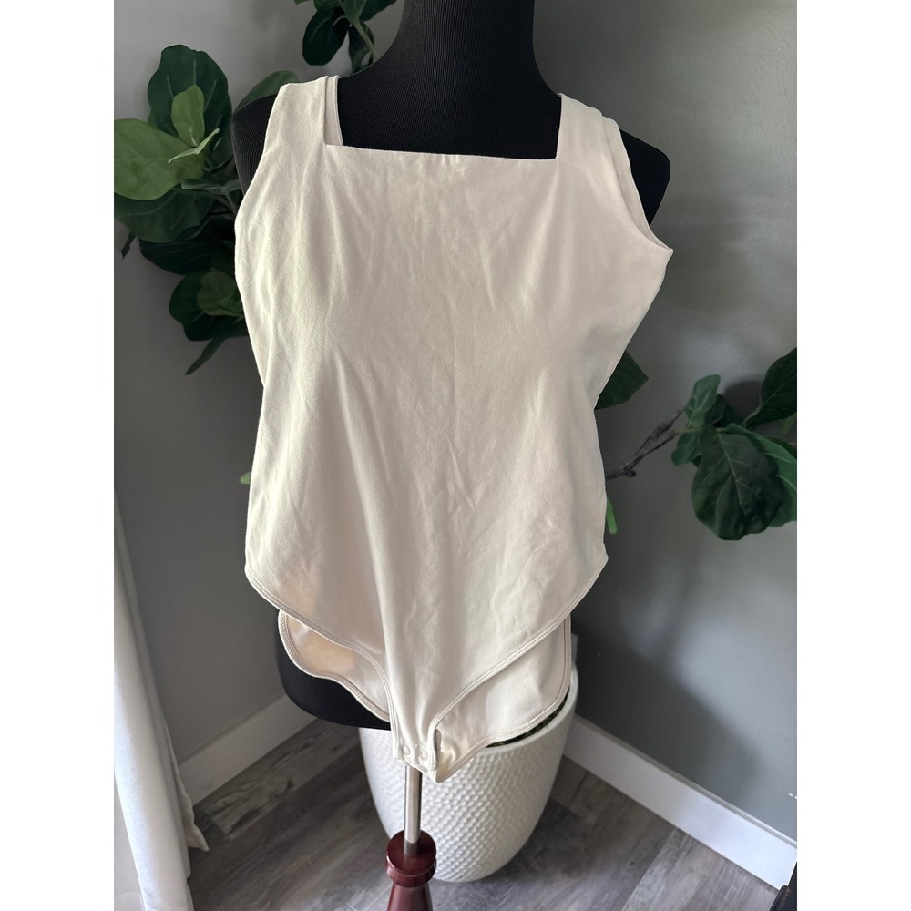 Old Navy Womens Cream Square Neck Sleeveless Bodituit Medium Off White Stretch